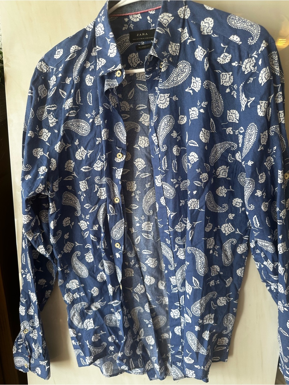 Zara Man white paisley and floral print pattern M